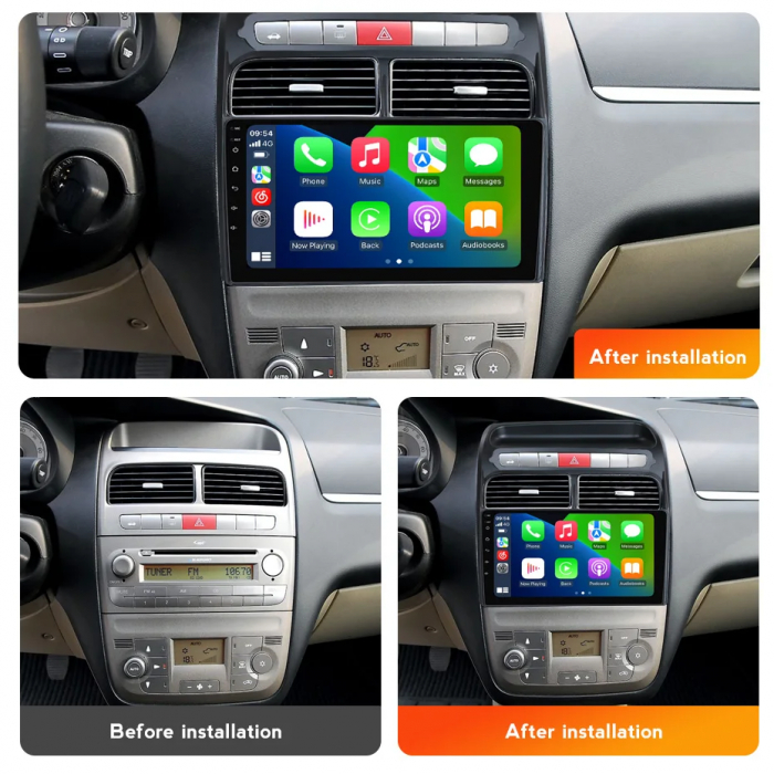 Navigatie Fiat Grande Linea Punto 2007-2012 Android 14 , 4GB RAM+64GB ROM QLED [2]