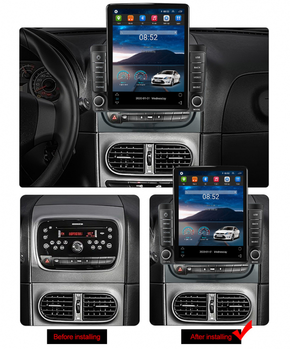 Navigatie Fiat Strada Idea 2012-2016 Ecran TESLA 9.7 inch, 8 GB RAM si 128 GB ROM, Android 15, Slot Sim 4G, Procesor Octa Core, Carplay Wireless si Android auto, Procesor Sunet Digital DSP, [4]