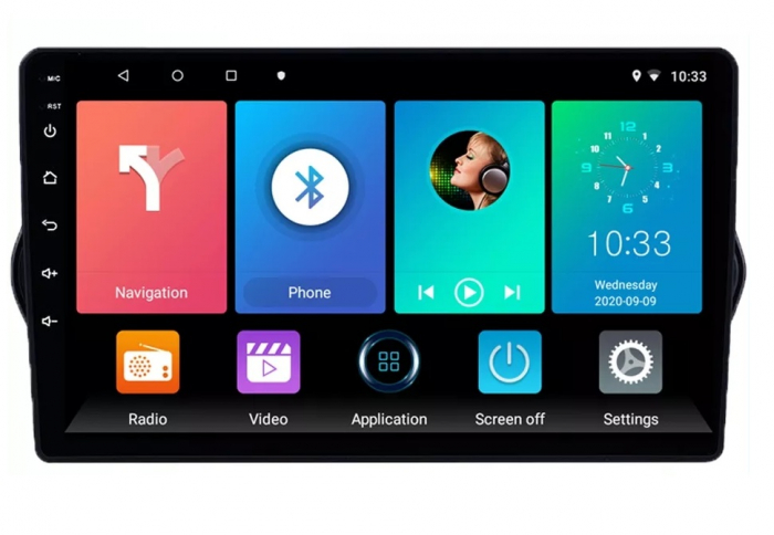 Navigatie Fiat Tipo Egea din 2015-2021, Rezolutie 2K, Display QLED 9.5 inch, 4GB RAM si 64GB ROM, Android, Procesor Octacore, Slot sim 4G, Sunet DSP, Wireless Carplay si Android Auto, Camera Marsarier [1]