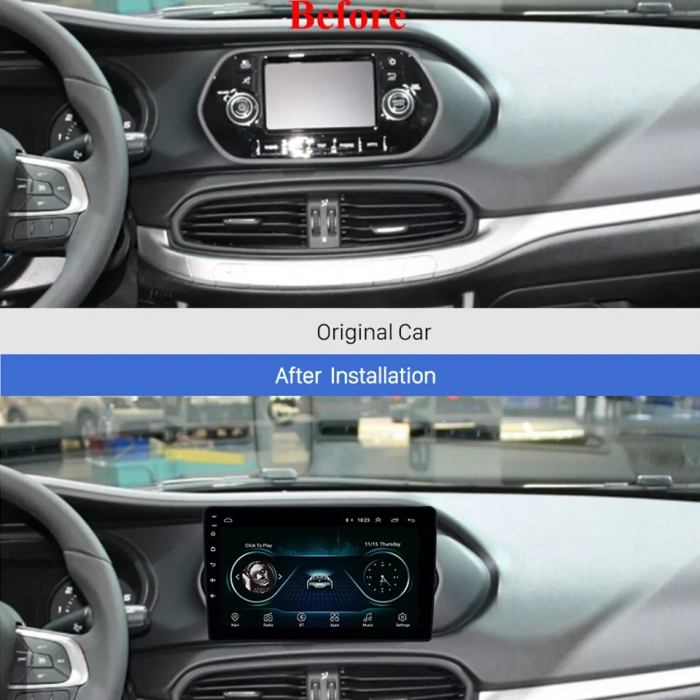 Navigatie Fiat Tipo Egea din 2015-2021, Rezolutie 2K, Display QLED 9.5 inch, 4GB RAM si 64GB ROM, Android, Procesor Octacore, Slot sim 4G, Sunet DSP, Wireless Carplay si Android Auto, Camera Marsarier [2]