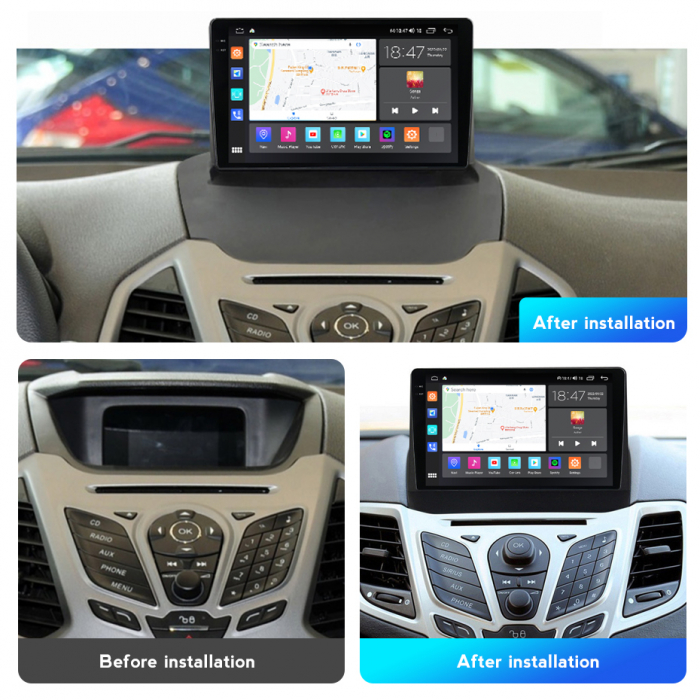 Navigatie Ford Ecosport din 2013-2017, Rezolutie 2K, Ecran QLED 9.5 inch, 8GB RAM si 128GB ROM, Android, Procesor Octacore, Slot sim 4G, Sunet DSP, Wireless Carplay si Android Auto [2]