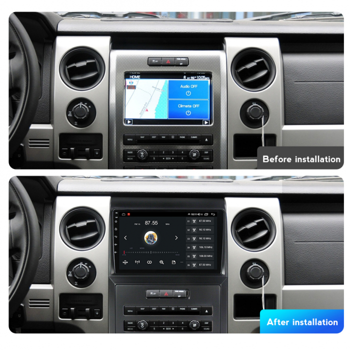 Navigatie Ford F150 din 2008-2014, Rezolutie 2K, Display QLED 9.5 inch, 4GB RAM si 64GB ROM, Android, Procesor Octacore, Slot sim 4G, Sunet DSP, Wireless Carplay si Android Auto, Camera Marsarier, USB [4]