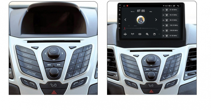 Navigatie Ford Fiesta din 2008-2017, Android 14 , 4GB RAM, Octacore, Slot Sim 4G, DSP, GPS, Wi-FI, Carplay, Android Auto, USB, Bluetooth, Waze, Touchscreen, 9 inch [2]