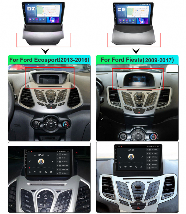 Navigatie Ford Fiesta din 2008-2017, Android 14, Wireless Carplay si Android Auto,2GB RAM si 32GB ROM, Display IPS 9 inch, Camera Marsarier, Internet, Aplicatii, Wi Fi, Usb, Bluetooth [4]