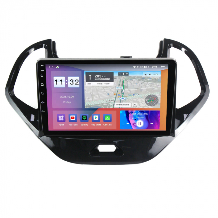 Navigatie Ford Figo din 2015-2018, Rezolutie 2K, Display QLED 9.5 inch, 4GB RAM si 64GB ROM, Android, Procesor Octacore, Slot sim 4G, Sunet DSP, Wireless Carplay si Android Auto, Camera Marsarier, USB [2]