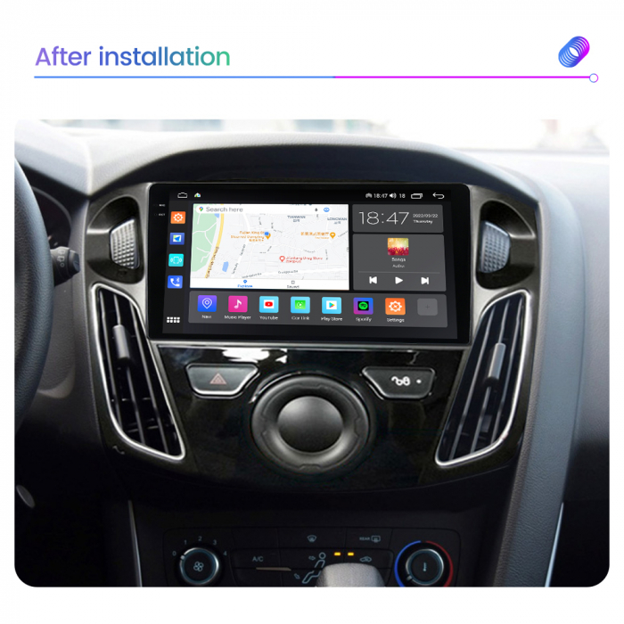 Navigatie Ford Focus 3 din 2012-2018, Rezolutie 2K, Display QLED 9.5 inch, 4GB RAM si 64GB ROM, Android, Procesor Octacore, Slot sim 4G, Sunet DSP, Wireless Carplay si Android Auto, Camera Marsarier, [4]