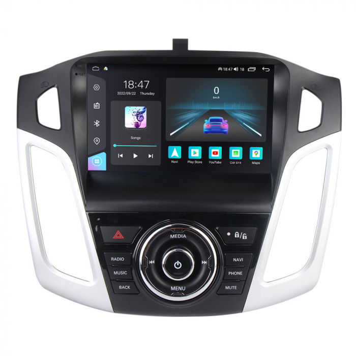 Navigatie Ford Focus 3 din 2012-2018, Rezolutie 2K, Display QLED 9.5 inch, 4GB RAM si 64GB ROM, Android, Procesor Octacore, Slot sim 4G, Sunet DSP, Wireless Carplay si Android Auto, Camera Marsarier, [1]