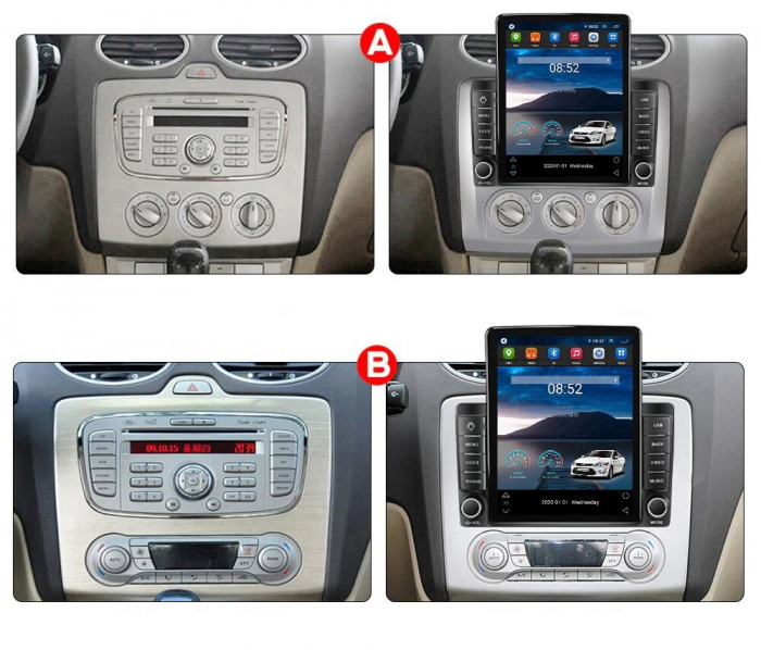 Navigatie Ford Focus mk2 din 2004-2011, Display TESLA 9.5 inch, 2GB RAM si 32GB ROM, Wireless Carplay si Android Auto, Procesor Octacore, Slot sim 4G, Sunet DSP, Camera Marsarier, Bluetooth, USB, Wi F [2]