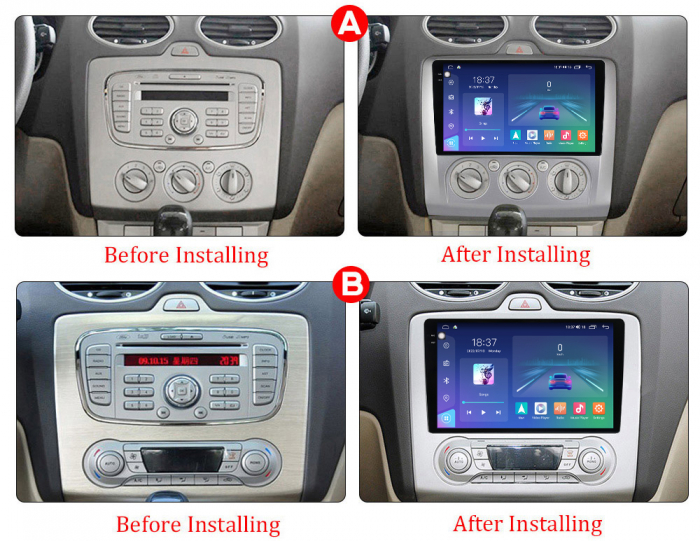 Navigatie Ford Focus mk2 din 2004-2011, Rezolutie 2K, Display QLED 9.5 inch, 4GB RAM si 64GB ROM, Android, Procesor Octacore, Slot sim 4G, Sunet DSP, Wireless Carplay si Android Auto, Camera Marsarier [6]