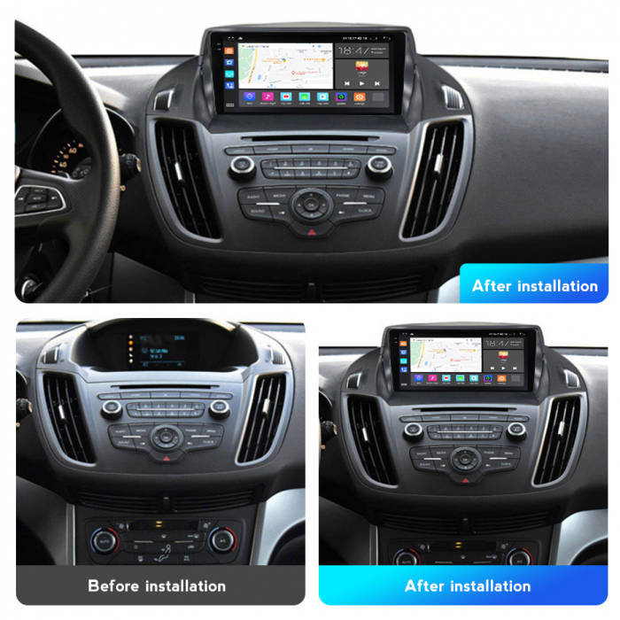 Navigatie Ford Kuga din 2012-2019, Rezolutie 2K, Display QLED 9.5 inch, 4GB RAM si 64GB ROM, Android, Procesor Octacore, Slot sim 4G, Sunet DSP, Wireless Carplay si Android Auto, Camera Marsarier, USB [3]