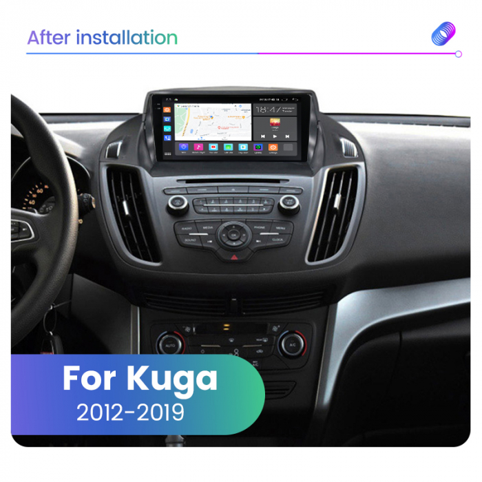 Navigatie Ford Kuga din 2012-2019, Rezolutie 2K, Display QLED 9.5 inch, 4GB RAM si 64GB ROM, Android, Procesor Octacore, Slot sim 4G, Sunet DSP, Wireless Carplay si Android Auto, Camera Marsarier, USB [4]