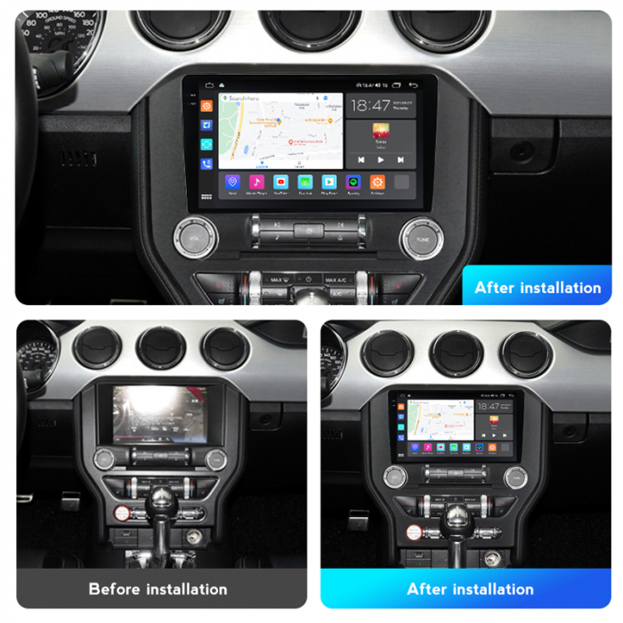 Navigatie Ford Mustang din 2014-2021, Rezolutie 2K, Ecran QLED 9.5 inch, 8GB RAM si 128GB ROM, Android, Procesor Octacore, Slot sim 4G, Sunet DSP, Wireless Carplay si Android Auto [6]