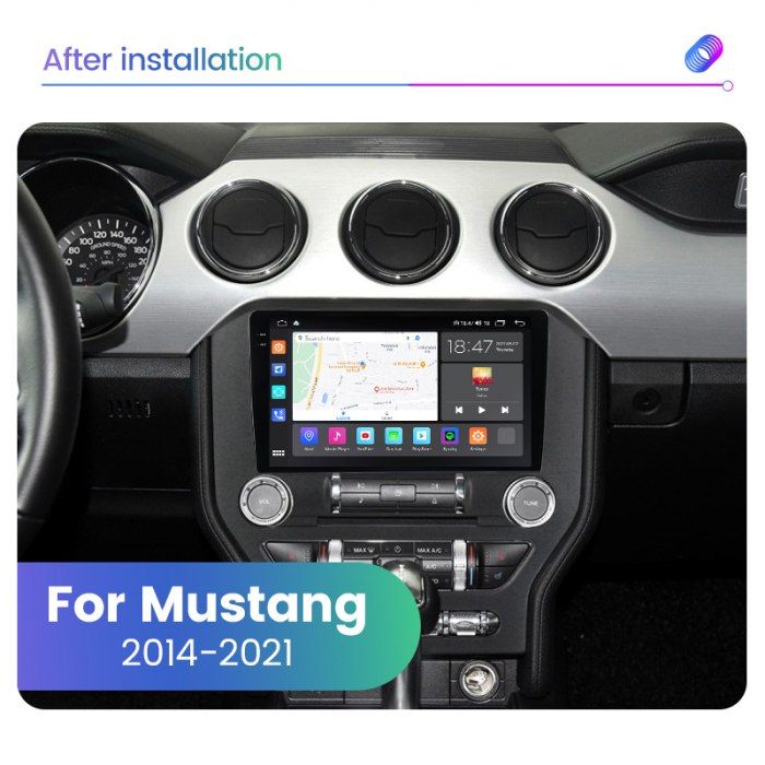 Navigatie Ford Mustang din 2014-2021, Rezolutie 2K, Ecran QLED 9.5 inch, 8GB RAM si 128GB ROM, Android, Procesor Octacore, Slot sim 4G, Sunet DSP, Wireless Carplay si Android Auto [5]