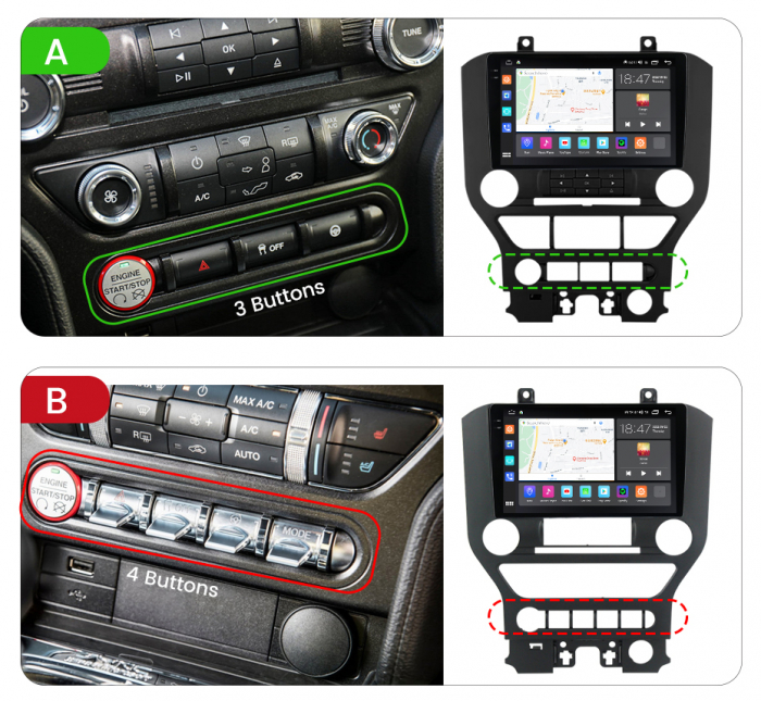 Navigatie Ford Mustang din 2014-2021, Rezolutie 2K, Ecran QLED 9.5 inch, 8GB RAM si 128GB ROM, Android, Procesor Octacore, Slot sim 4G, Sunet DSP, Wireless Carplay si Android Auto [3]