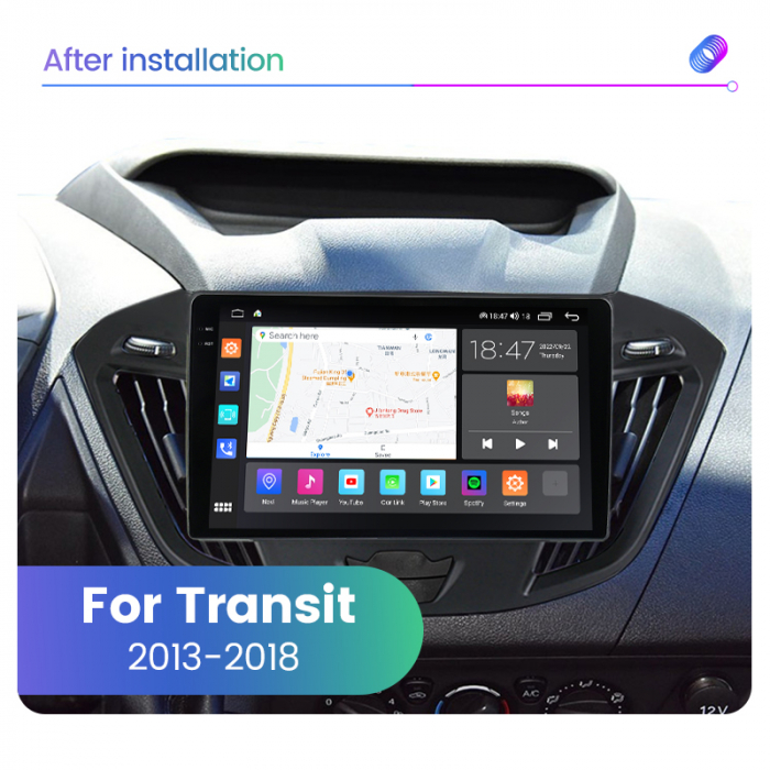 Navigatie Ford Transit din 2012-2019, Rezolutie 2K, Display QLED 9.5 inch, 4GB RAM si 64GB ROM, Android, Procesor Octacore, Slot sim 4G, Sunet DSP, Wireless Carplay si Android Auto, Camera Marsarier, [4]