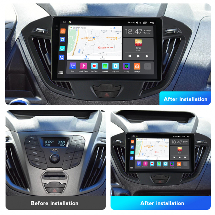 Navigatie Ford Transit din 2012-2019, Rezolutie 2K, Display QLED 9.5 inch, 4GB RAM si 64GB ROM, Android, Procesor Octacore, Slot sim 4G, Sunet DSP, Wireless Carplay si Android Auto, Camera Marsarier, [3]