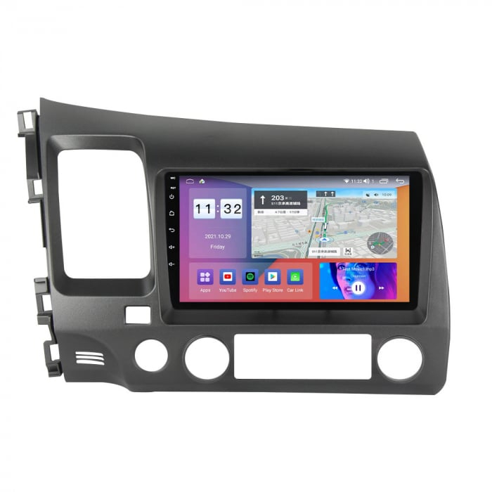 Navigatie Honda Civic din 2005-2012,  Android 14 , 4GB RAM, Octacore, Slot Sim 4G, DSP, GPS, Wi-FI, Carplay, Android Auto, USB, Bluetooth, Waze, Touchscreen, 9 inch [4]