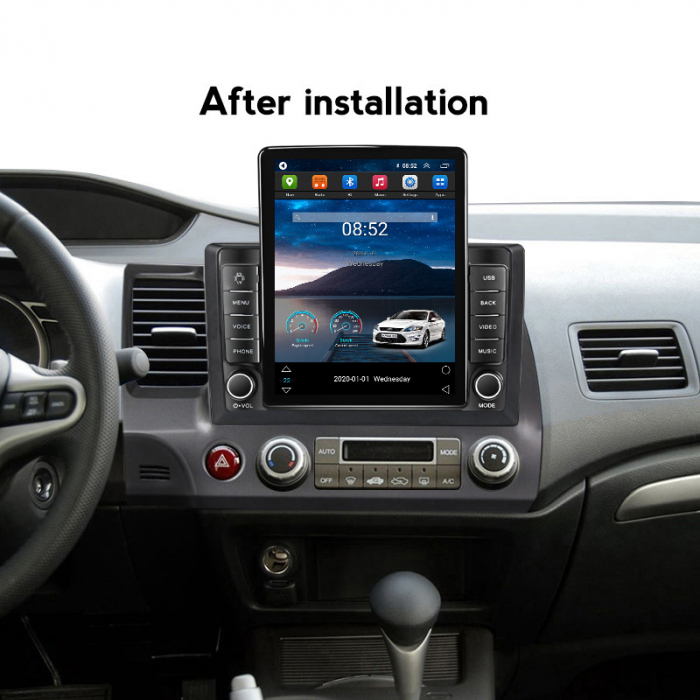 Navigatie Honda Civic din 2005-2012, Display TESLA 9.5 inch, 2GB RAM si 32GB ROM, Wireless Carplay si Android Auto, Procesor Octacore, Slot sim 4G, Sunet DSP, Camera Marsarier, Bluetooth, USB, Wi Fi, [3]