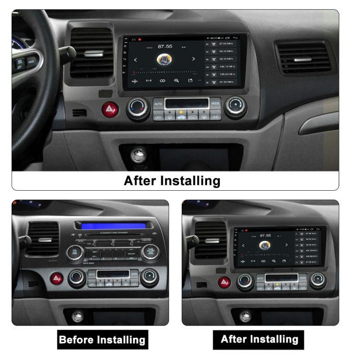 Navigatie Honda Civic din 2005-2012, NAVIGPS, Android 14, Wireless Carplay si Android Auto, 2GB RAM si 32GB ROM, Display IPS 9 inch, Camera Marsarier, Internet, Aplicatii, Wi Fi, Usb, Bluetooth [4]