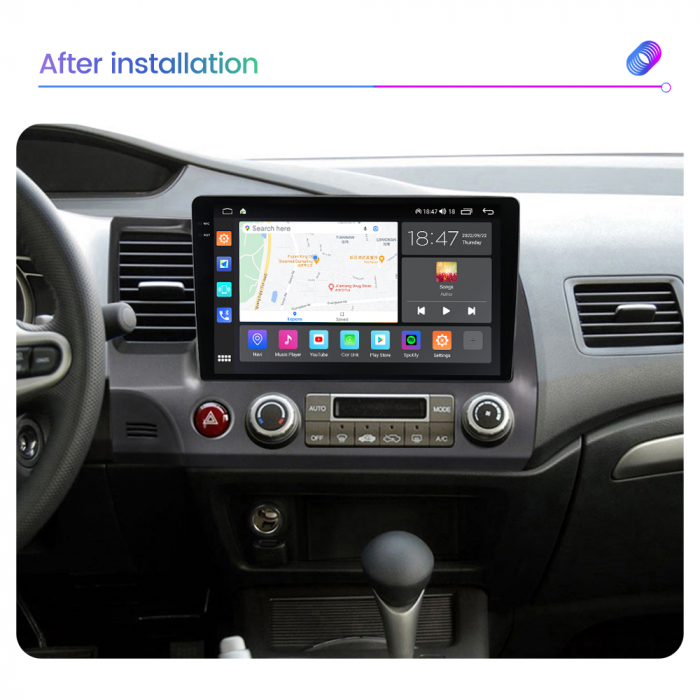 Navigatie Honda Civic din 2005-2012, Rezolutie 2K, Display QLED 9.5 inch, 4GB RAM si 64GB ROM, Android, Procesor Octacore, Slot sim 4G, Sunet DSP, Wireless Carplay si Android Auto, Camera Marsarier, U [4]
