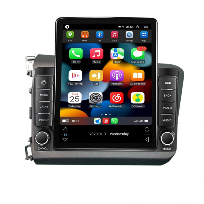 Navigatie Honda Civic din 2011 - 2015, Ecran TESLA 9.7 inch, 8 GB RAM si 128 GB ROM, Android 15, Slot Sim 4G, Procesor Octa Core, Carplay Wireless si Android auto, Procesor Sunet Digital DSP, Aplic [2]