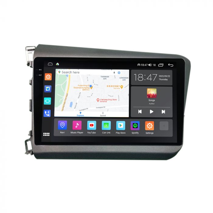 Navigatie Honda Civic din 2011-2015, Rezolutie 2K, Ecran QLED 9.5 inch, 8GB RAM si 128GB ROM, Android, Procesor Octacore, Slot sim 4G, Sunet DSP, Wireless Carplay si Android Auto [5]