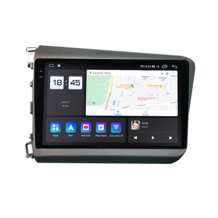 Navigatie Honda Civic din 2011-2015, Rezolutie 2K, Ecran QLED 9.5 inch, 8GB RAM si 128GB ROM, Android, Procesor Octacore, Slot sim 4G, Sunet DSP, Wireless Carplay si Android Auto [6]