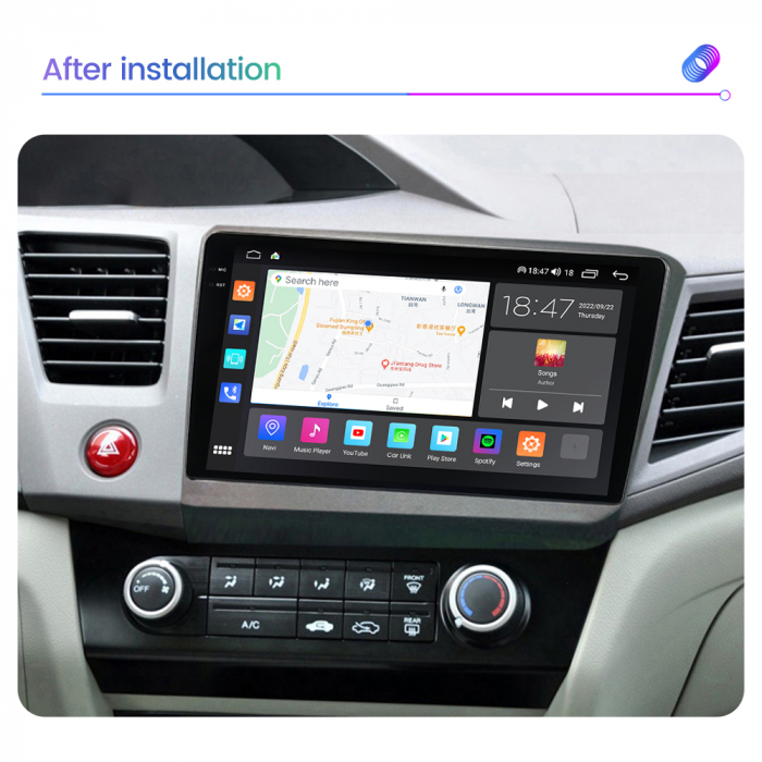 Navigatie Honda Civic din 2011-2015, Rezolutie 2K, Ecran QLED 9.5 inch, 8GB RAM si 128GB ROM, Android, Procesor Octacore, Slot sim 4G, Sunet DSP, Wireless Carplay si Android Auto [4]