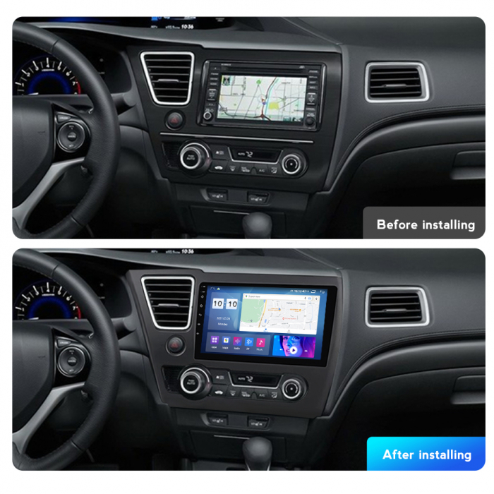 Navigatie Honda Civic din 2013 - 2016, 8GB RAM si 128GB ROM, Ecran QLED 9 inch, Android 14, Procesor Octacore, Slot sim 4G, Sunet DSP, Wireless Carplay si Android Auto, Camera Marsarier [2]