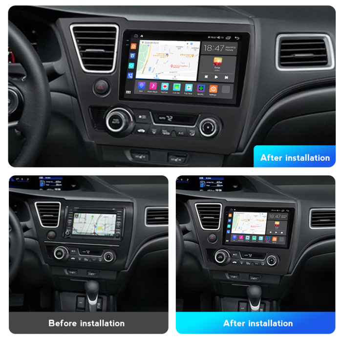 Navigatie Honda Civic din 2013-2016, Rezolutie 2K, Ecran QLED 9.5 inch, 8GB RAM si 128GB ROM, Android, Procesor Octacore, Slot sim 4G, Sunet DSP, Wireless Carplay [3]