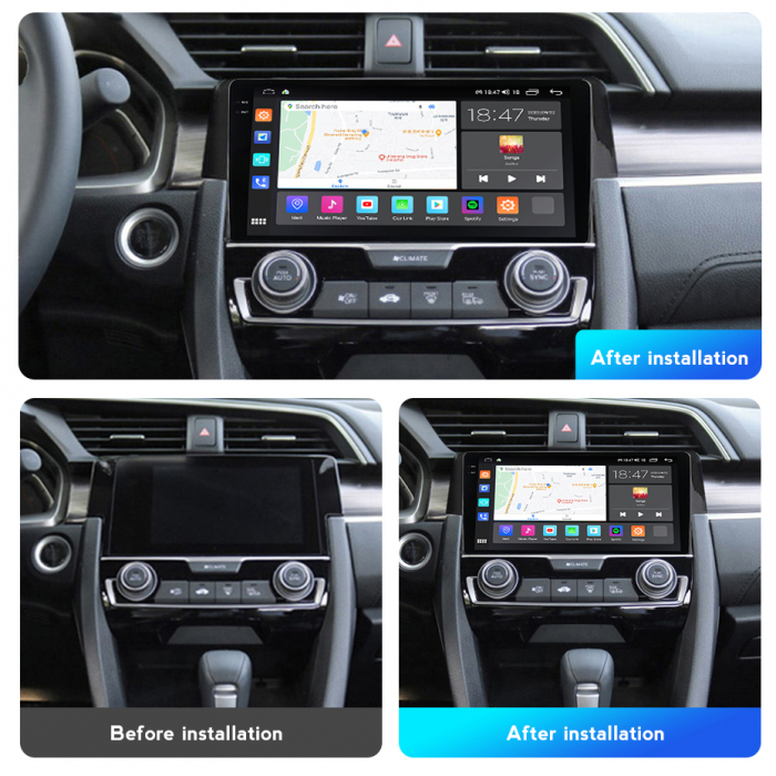 Navigatie Honda Civic din 2015-2020, Rezolutie 2K, Ecran QLED 9.5 inch, 8GB RAM si 128GB ROM, Android, Procesor Octacore, Slot sim 4G, Sunet DSP, Wireless Carplay si Android Auto [2]