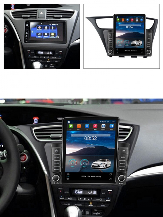 Navigatie Honda Civic Hatchback din 2012-2017, Display TESLA 9.5 inch, 2GB RAM si 32GB ROM, Wireless Carplay si Android Auto, Procesor Octacore, Slot sim 4G, Sunet DSP, Camera Marsarier, Bluetooth, US [3]