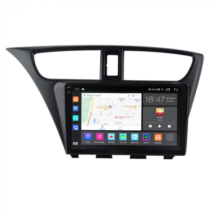 Navigatie Honda Civic Hatchback din 2012-2017, Rezolutie 2K, Ecran QLED 9.5 inch, 8GB RAM si 128GB ROM, Android, Procesor Octacore, Slot sim 4G, Sunet DSP, Wireless [5]