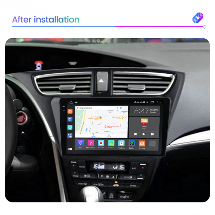 Navigatie Honda Civic Hatchback din 2012-2017, Rezolutie 2K, Ecran QLED 9.5 inch, 8GB RAM si 128GB ROM, Android, Procesor Octacore, Slot sim 4G, Sunet DSP, Wireless [6]