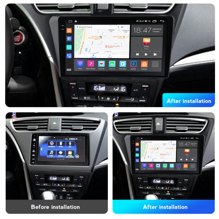 Navigatie Honda Civic Hatchback din 2012-2017, Rezolutie 2K, Ecran QLED 9.5 inch, 8GB RAM si 128GB ROM, Android, Procesor Octacore, Slot sim 4G, Sunet DSP, Wireless [4]