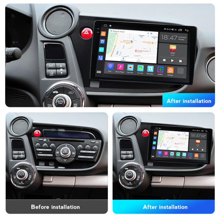 Navigatie Honda Insight din 2009-2014, Rezolutie 2K, Display QLED 9.5 inch, 4GB RAM si 64GB ROM, Android, Procesor Octacore, Slot sim 4G, Sunet DSP, Wireless Carplay si Android Auto, Camera Marsarier, [7]