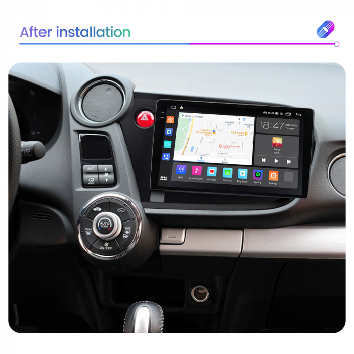 Navigatie Honda Insight din 2009-2014, Rezolutie 2K, Display QLED 9.5 inch, 4GB RAM si 64GB ROM, Android, Procesor Octacore, Slot sim 4G, Sunet DSP, Wireless Carplay si Android Auto, Camera Marsarier, [4]