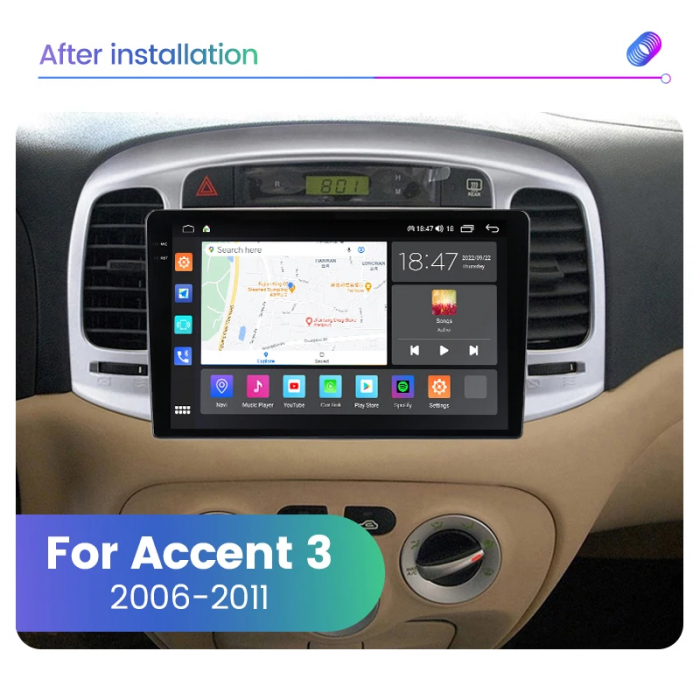Navigatie Hyundai accent 2006-2011 Rezolutie 2K , 8GB RAM+128GB ROM QLED [2]