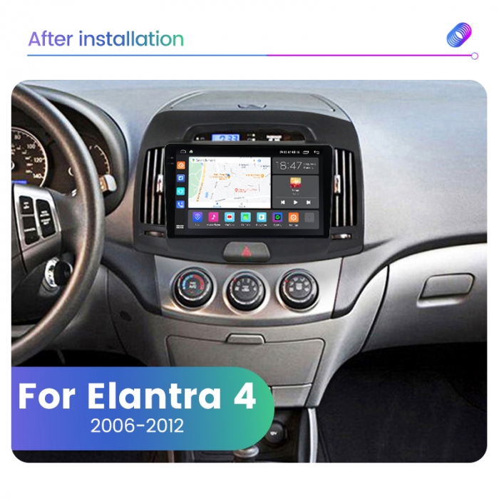 Navigatie Hyundai Elantra din 2006-2012, Rezolutie 2K, Ecran QLED 9.5 inch, 8GB RAM si 128GB ROM, Android, Procesor Octacore, Slot sim 4G, Sunet DSP, Wireless Carplay [3]