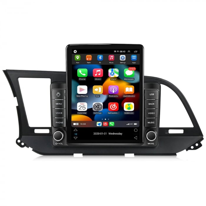 Navigatie Hyundai Elantra din 2015-2019, Display TESLA 9.5 inch, 2GB RAM si 32GB ROM, Wireless Carplay si Android Auto, Procesor Octacore, Slot sim 4G, Sunet DSP, Camera Marsarier, Bluetooth, USB, Wi [2]