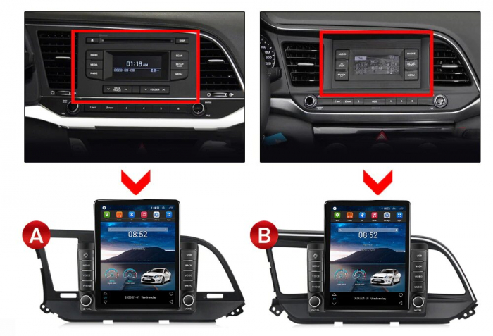 Navigatie Hyundai Elantra din 2015 - 2019, Ecran TESLA 9.7 inch, 4 GB RAM si 64 GB ROM, Slot Sim 4G, Procesor Octa Core, Carplay integrat, Procesor Sunet Digital DSP, Android, Aplicatii, Usb, Wi Fi, B [3]