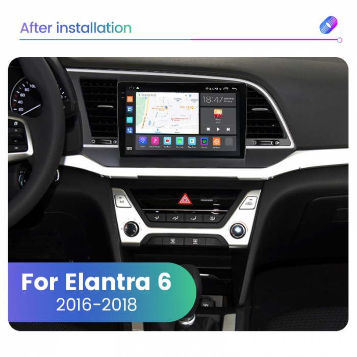 Navigatie Hyundai Elantra din 2015-2019, Rezolutie 2K, Display QLED 9.5 inch, 4GB RAM si 64GB ROM, Android, Procesor Octacore, Slot sim 4G, Sunet DSP, Wireless Carplay si Android Auto, Camera Marsarie [3]