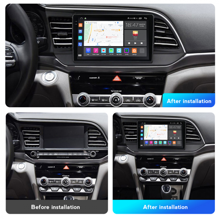 Navigatie Hyundai Elantra din 2015-2019, Rezolutie 2K, Display QLED 9.5 inch, 4GB RAM si 64GB ROM, Android, Procesor Octacore, Slot sim 4G, Sunet DSP, Wireless Carplay si Android Auto, Camera Marsarie [2]
