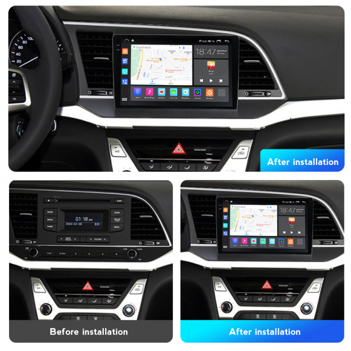 Navigatie Hyundai Elantra din 2015-2019, Rezolutie 2K, Ecran QLED 9.5 inch, 8GB RAM si 128GB ROM, Android, Procesor Octacore, Slot sim 4G, Sunet DSP, Wireless Carplay si Android Auto [6]