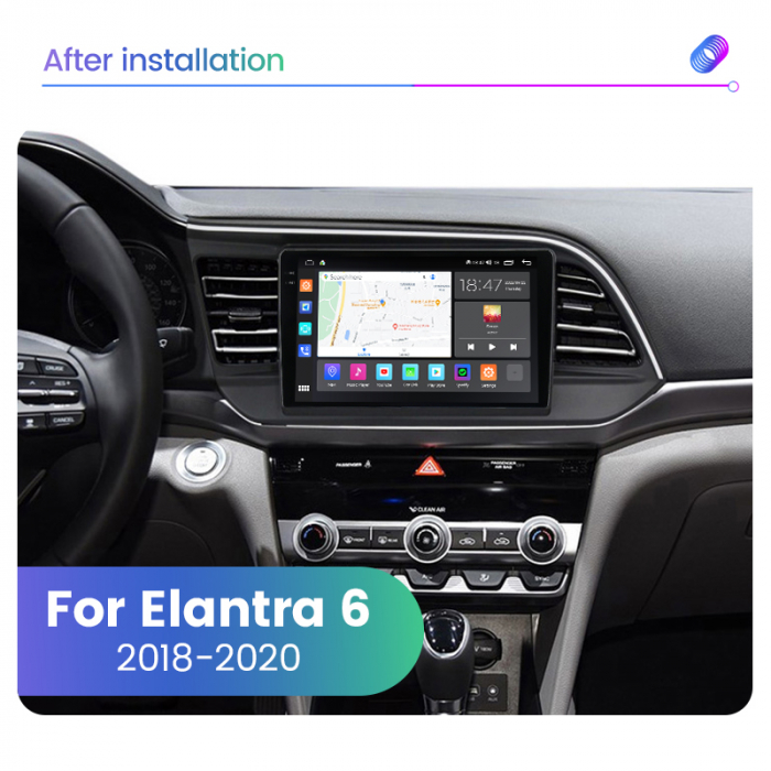 Navigatie Hyundai Elantra din 2015-2019, Rezolutie 2K, Ecran QLED 9.5 inch, 8GB RAM si 128GB ROM, Android, Procesor Octacore, Slot sim 4G, Sunet DSP, Wireless Carplay si Android Auto [7]