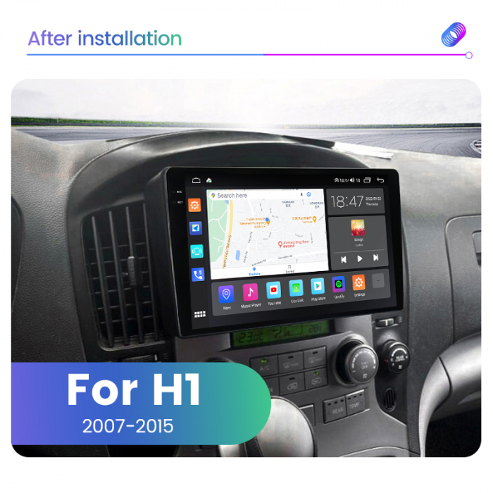 Navigatie Hyundai H1 din 2007 - 2015, Rezolutie 2K, Ecran QLED 9.5 inch, 8GB RAM si 128GB ROM, Android, Procesor Octacore, Slot sim 4G, Sunet DSP, Wireless Carplay [3]
