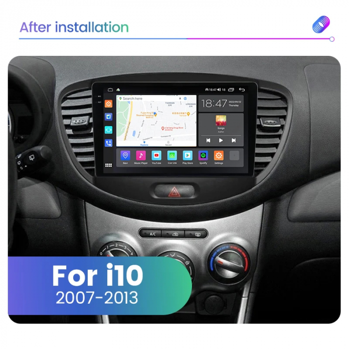 Navigatie Hyundai i10 2007-2013 Rezolutie 2K , 8GB RAM+128GB ROM QLED [3]