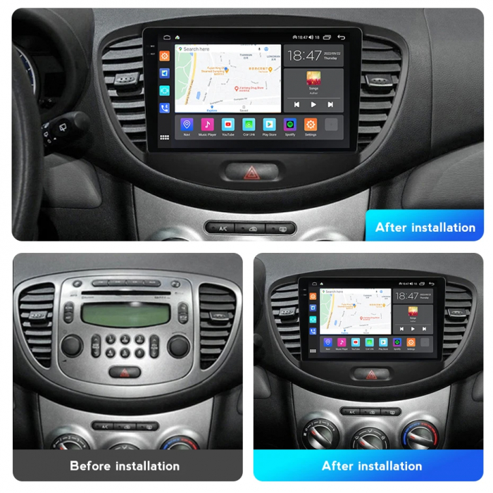 Navigatie Hyundai i10 2007-2013 Rezolutie 2K , 8GB RAM+128GB ROM QLED [2]