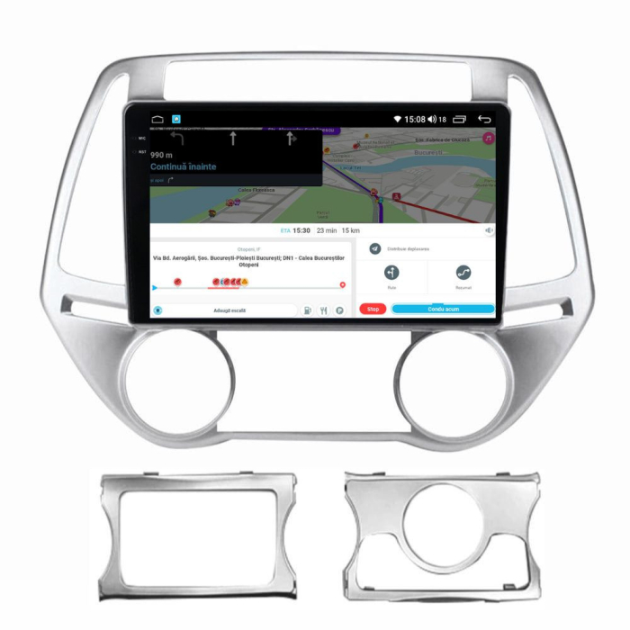 Navigatie  Hyundai i20 2012 - 2014 Rezolutie 2K, Display QLED 9.5 inch, 4GB RAM si 64GB ROM, Android, Procesor Octacore, Slot sim 4G, Sunet DSP, Wireless Carplay si Android Auto, Camera Marsa [6]