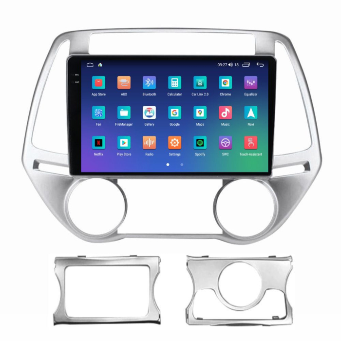 Navigatie  Hyundai i20 2012 - 2014 Rezolutie 2K, Display QLED 9.5 inch, 4GB RAM si 64GB ROM, Android, Procesor Octacore, Slot sim 4G, Sunet DSP, Wireless Carplay si Android Auto, Camera Marsa [5]